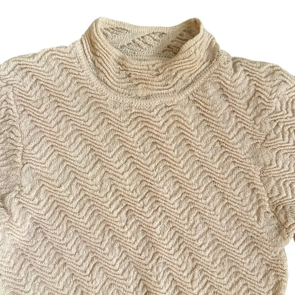 Sundance Verve Wool Blend Mock Neck Knit Sweater Light Tan Size M